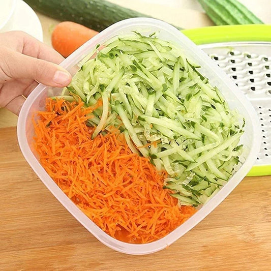 3-in-1 Cheese Grater with Storage Container, 3 Blades, Non-Stick Coating, Fruit &amp; Vegetable Slicer Peeler-1Pc.