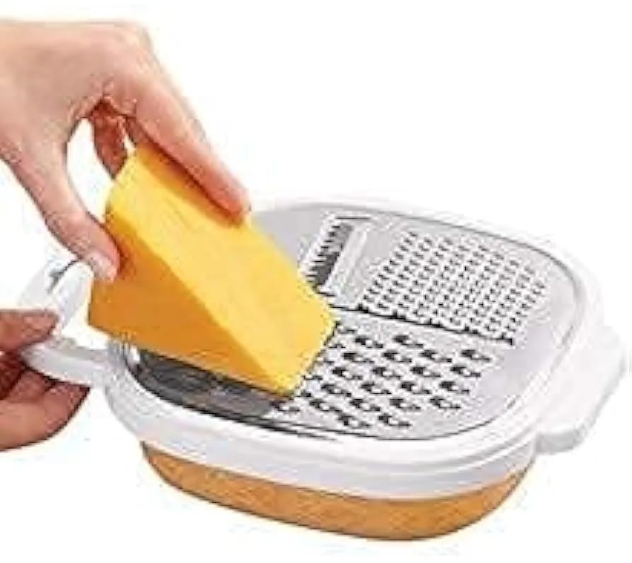 3-in-1 Cheese Grater with Storage Container, 3 Blades, Non-Stick Coating, Fruit &amp; Vegetable Slicer Peeler-1Pc.