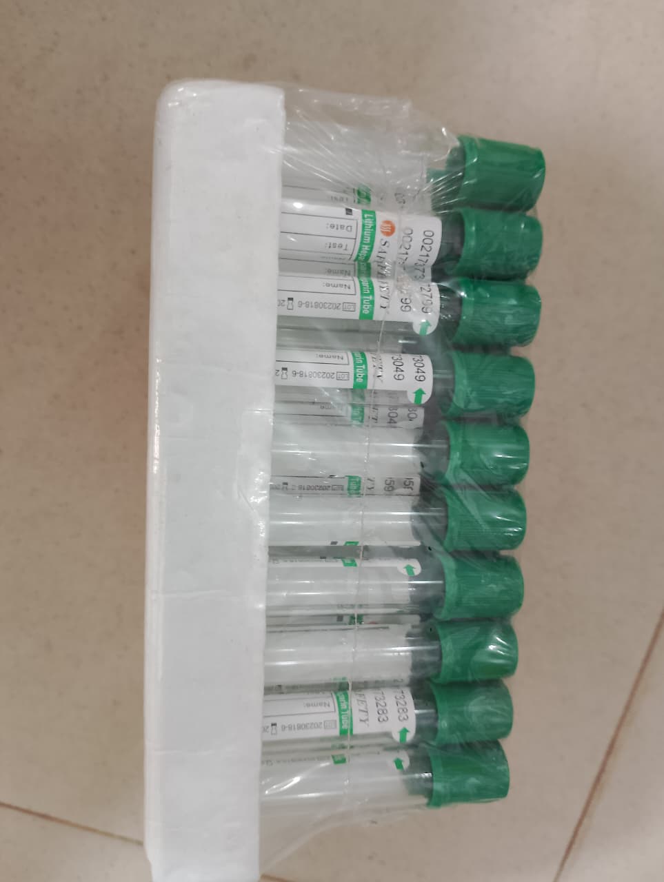 SAFETY Lithium Heparin Vacuum Blood Collection Tubes (Glass, 3ml, 13x75mm) - Pack of 100..