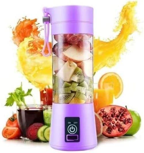 Rechargeable Portable Mini Juicer Blender – 6 Blades, 380ml Outdoor Juicing Cup [Random Color].