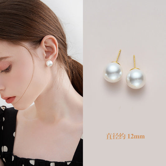 PJT-177 Simple Pearl Earrings 10mm – Elegant Jewelry, Stylish Accessory for Women- White Colour.
